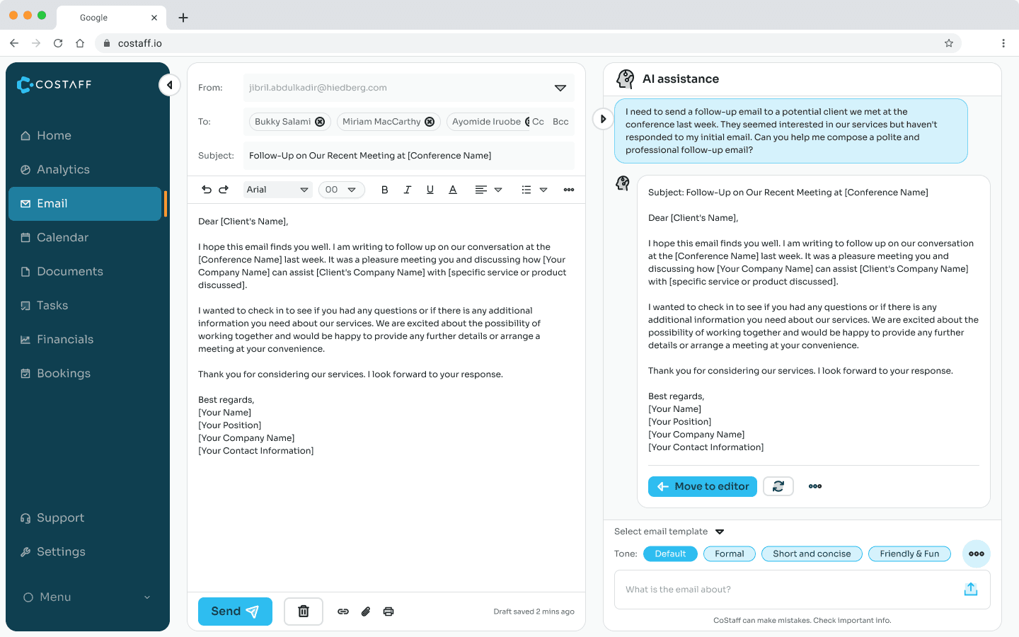 Costaff product screenshot