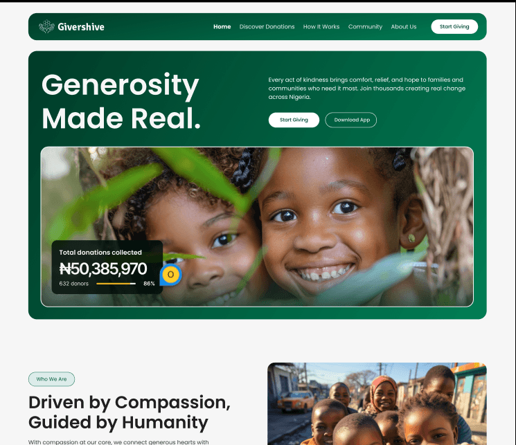 Givershive product screenshot